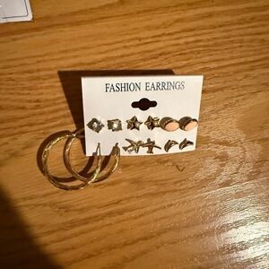 Gold and Peach Stud & Hoop Earring Set